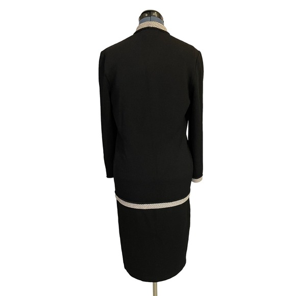 St John Collection 3 Piece Black White Trim Jacket S Sleeveless Top M Skirt 10 - Picture 3 of 10